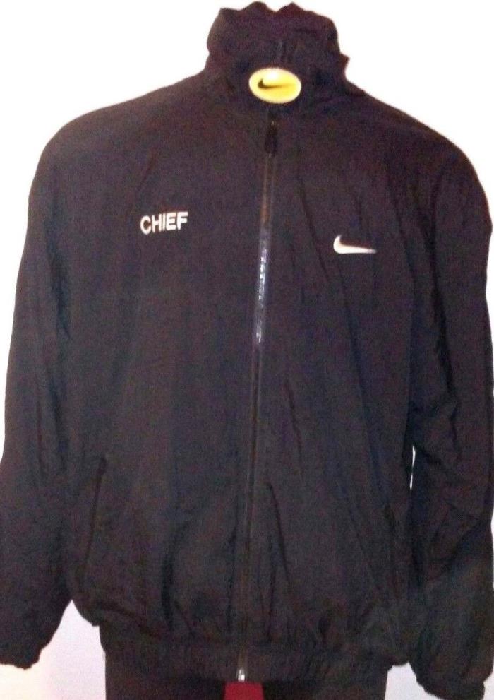 Large Vintage Black Nike Fire Department  Chief Zipper Nylon Jacket