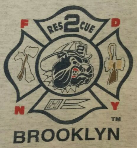 FDNY NYC Fire Department New York City T-shirt Sz XL Rescue 2 Brooklyn