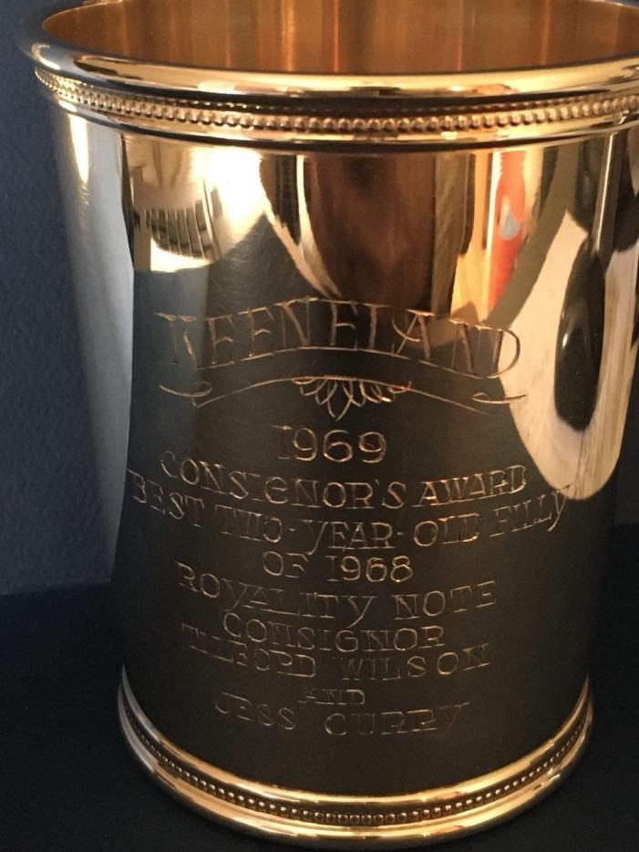 Rare 1969 Keeneland Race Track 14K Yellow Gold Mint Julep Cup