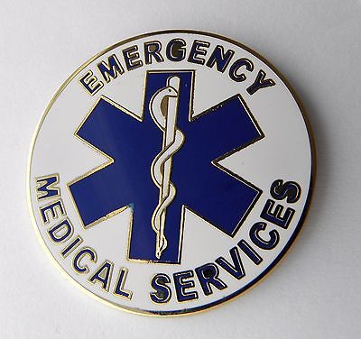 LARGE LAPEL PIN EMS EMERGENCY MEDICAL SERVICES EMT PARAMEDIC WREATH BADGE 1.5 
