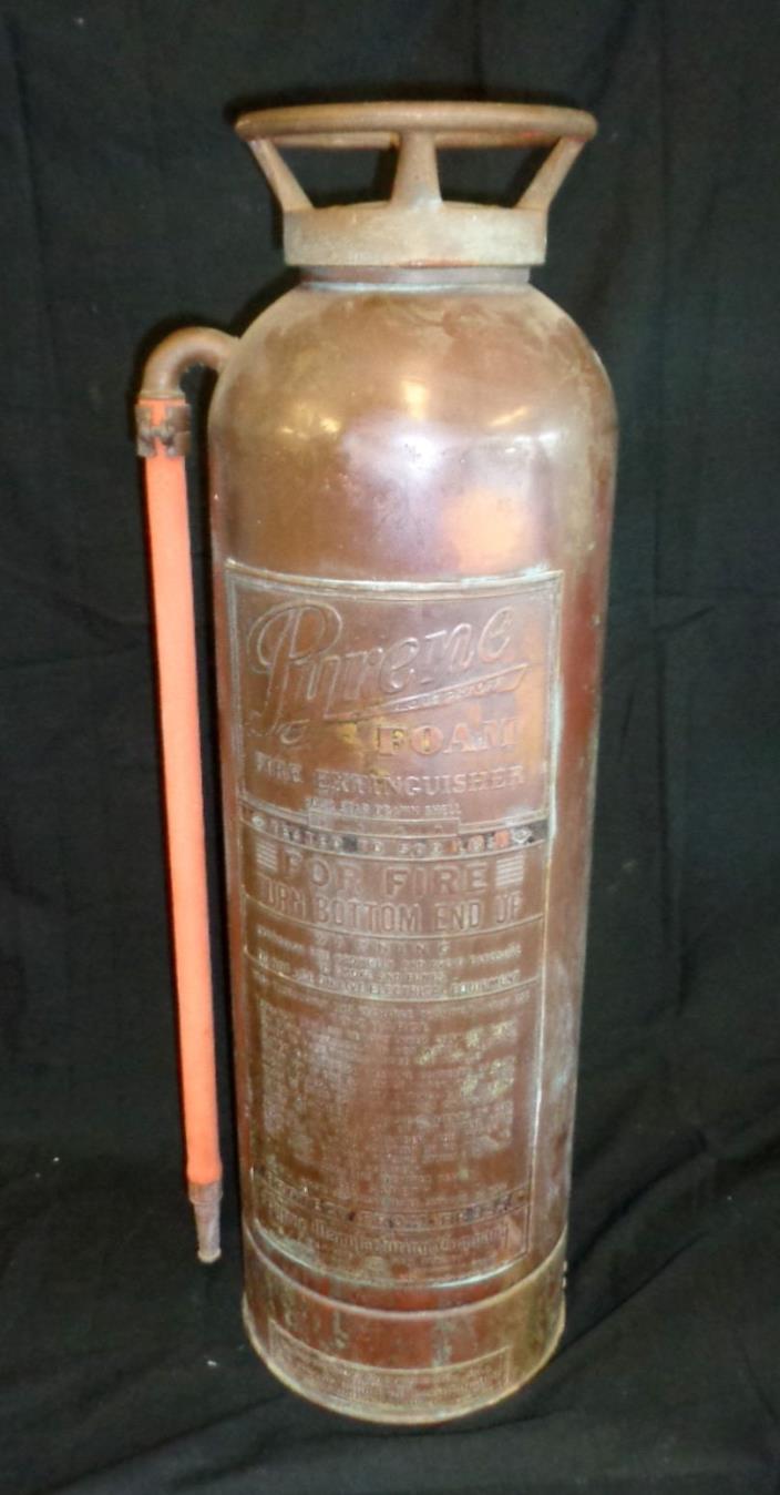 Vintage Pyrene Brass & Copper Foam Four Star Fire Extinguisher