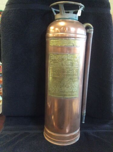Vintage Red Star Copper and Brass Fire Extinguisher