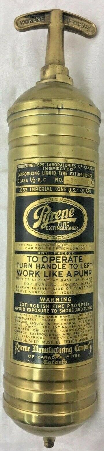 Vintage Pyrene Brass Fire Extinguisher Heavy Vehicle Type