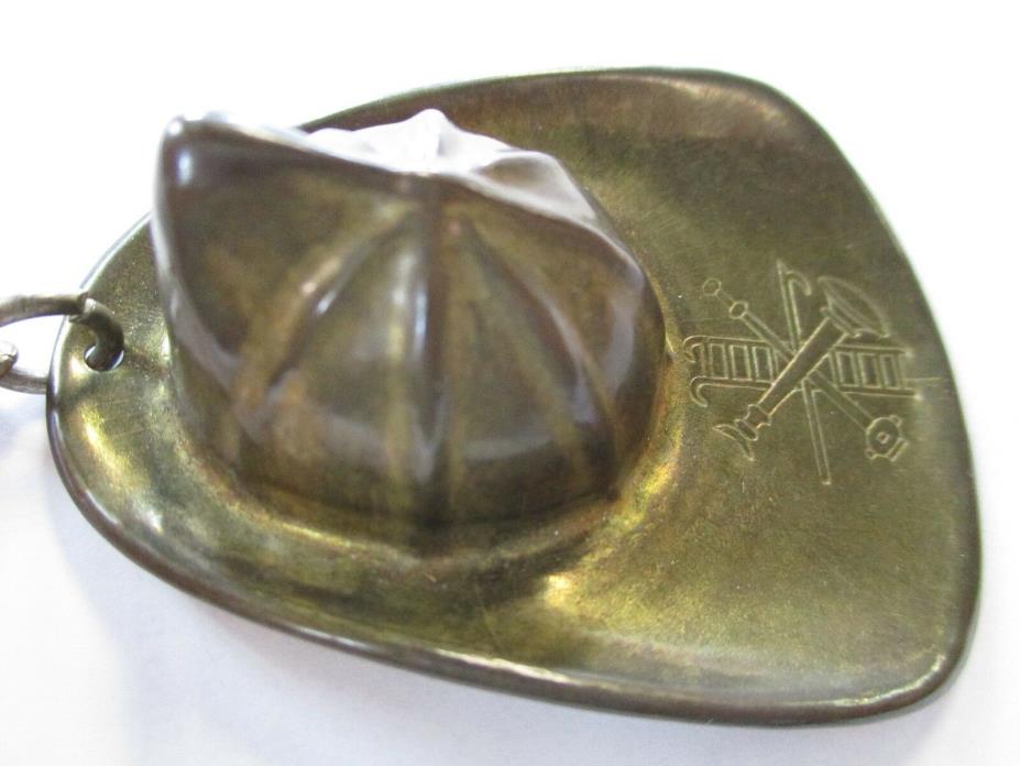 Vintage Rare Metal Fire Helmet Key Chain