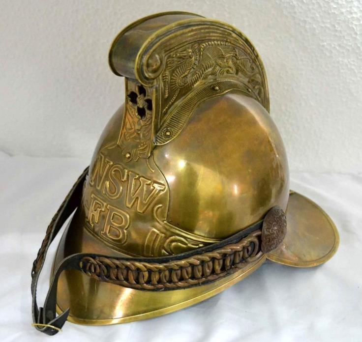 Original antique 1800's Brass Fireman French Helmet Firefighter SCA W/ gift