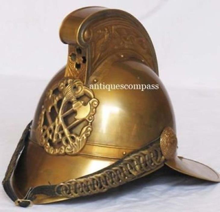 British Brass Fireman Helmet Victorian Fireman Helmet Firefighter Chief Helmet