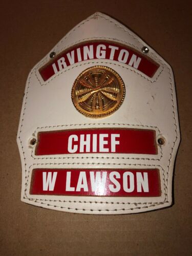 RARE IRVINGTON KENTUCKY KY VINTAGE CHIEF FIREMAN HELMET SHIELD BADGE FIREFIGHTER