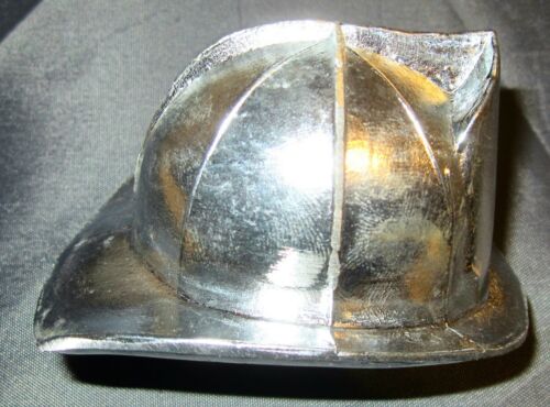 Fireman fire fighter helmet hat paperweight sanded aluminum  made in the USA