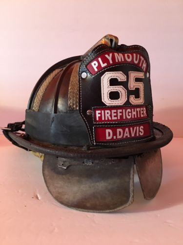 Vintage Cairns Fire Helmet Plymouth MAINE Firefighter D.DAVIS