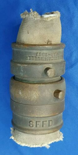 Fire Hose Brass Coupling SFFD American Rubber March 1967 Vintage Steam Punk Repu