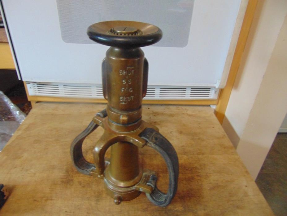 vintage   fire  nozzle  leather handle   nice   /#  5891