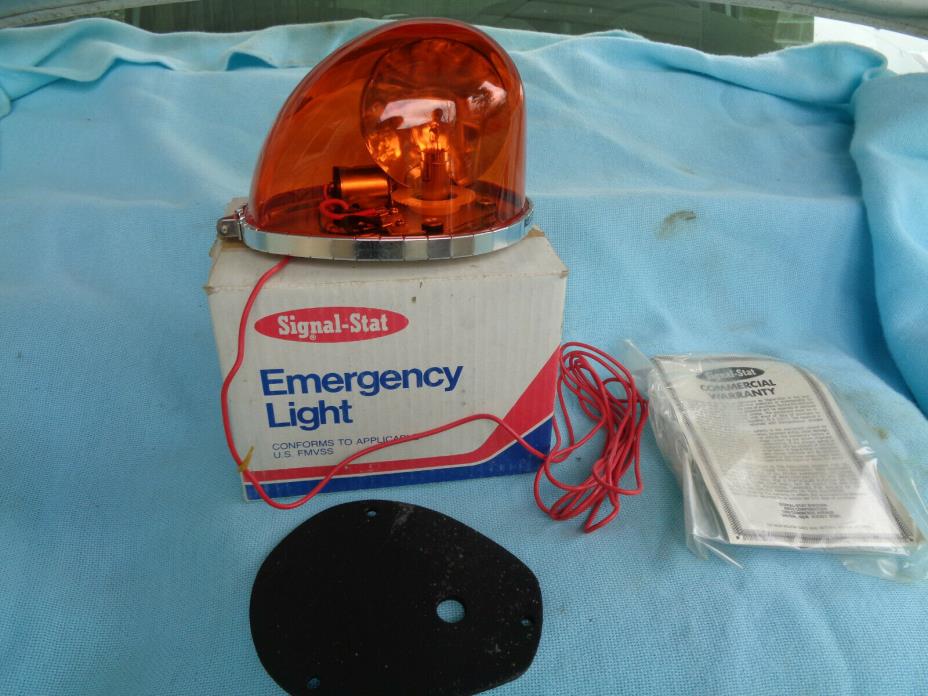 Signal Stat Vintage Revolving AMBER YELLOW Emergency Light Teardrop 12V WORKS
