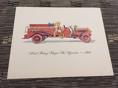 MACK TRUCK 1911 ROTARY PUMPER FIRE TRUCK print + complete mailing package 1960