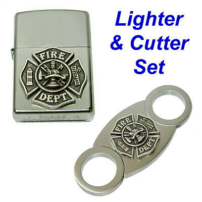 Lotus Z-Plus Firefighter Fireman Cigar Dual Torch Lighter & Guillotine Cutter NE