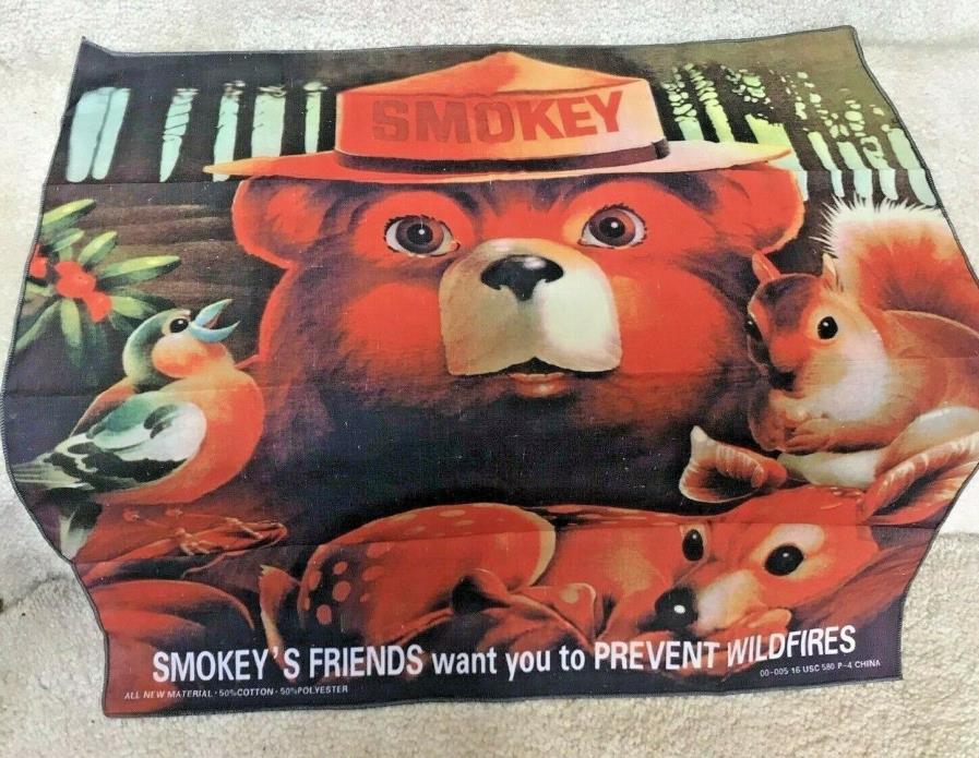 Vintage Smokey Bear Bandanna Handkerchief Scarf Fire Fighter silk / polyester