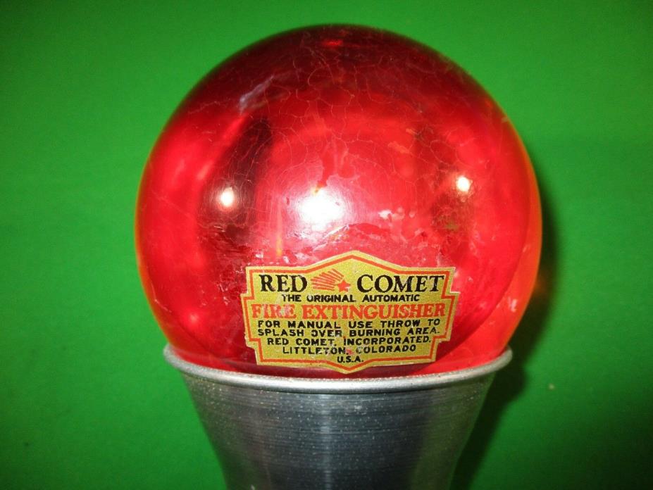 Red Comet Vintage Fire Extinguisher~ Glass Grenade with Metal Wall Bracket