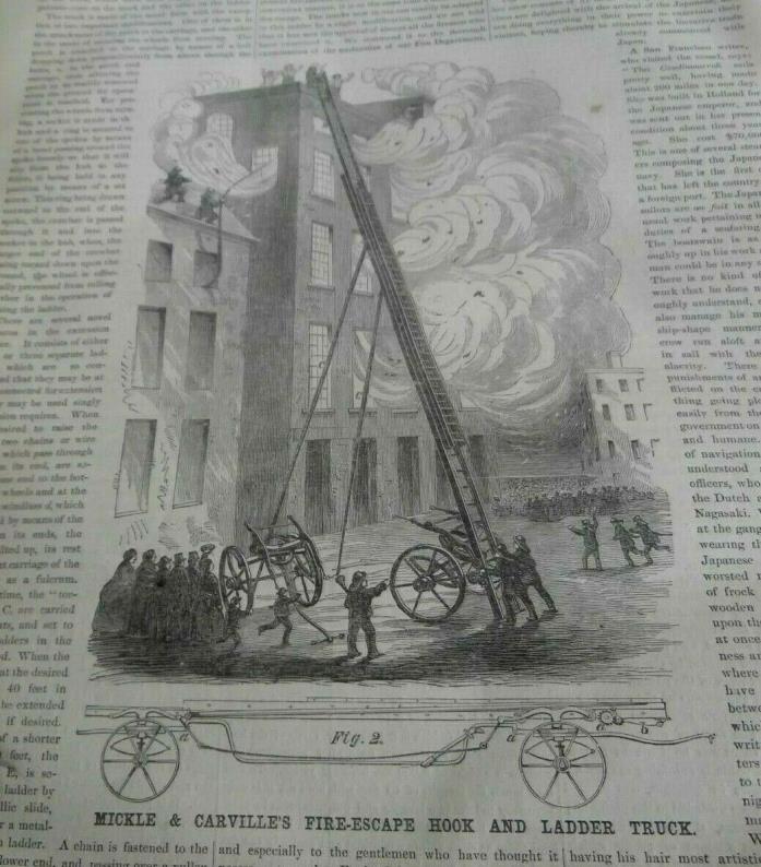 1860 FIRE HOOK AND LADDER TRUCK  MICKLE  & CARVILLE FDNY