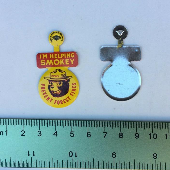 Vintage 1960's Smokey Bear fire badge pin NOS US Forest Service firefighting