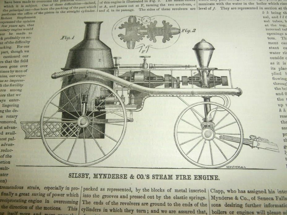 1860 SENECA FALLS NY SILSBY MYNDERSE STEAM FIRE ENGINE
