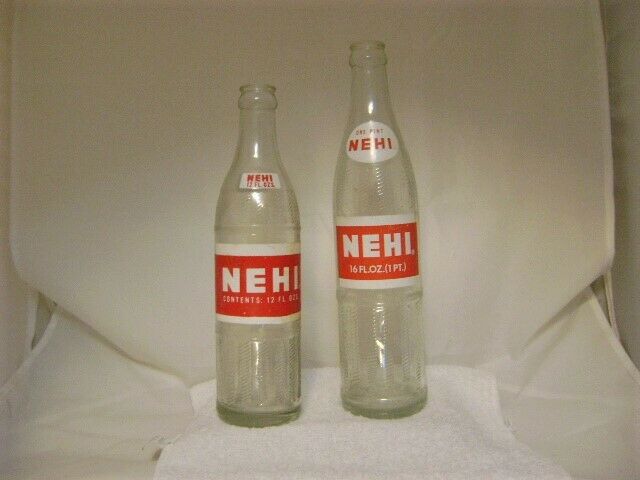 Vintage NEHI Soda Bottles, 16FL. OZ. & 12FL. OZ. With Painted Labels