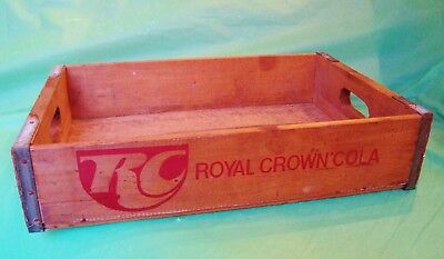 Vintage ROYAL CROWN COLA SODA BOTTLE WOOD CRATE - USA - GREAT DISPLAY Xlnt