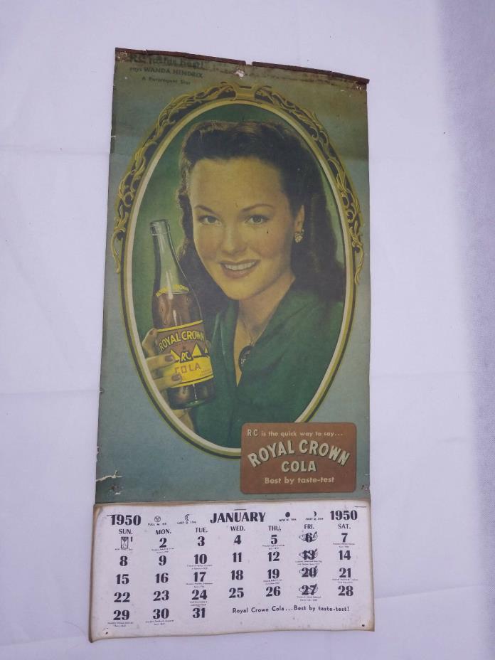 Vintage RC Cola Calendar Wanda Hendrix 1950 Royal Crown Soda