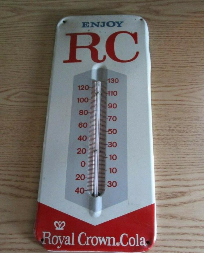 Vintage Royal Crown Cola Thermometer Metal Sign - RC Advertisement - Works