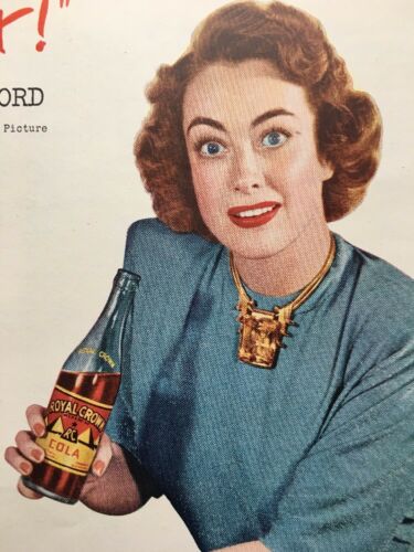 Vintage 1947 Joan Crawford RC Royal Crown Cola Soda Print Ad Warner Bros Movie