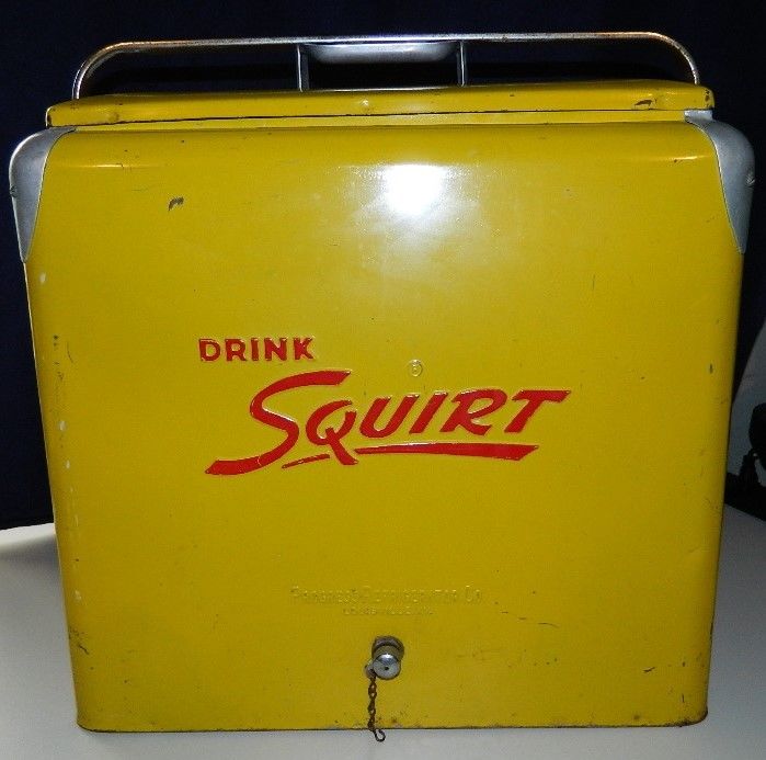 Drink Squirt Soda Pop Picnic Cooler Ice Chest Progress Refrigerator Co W/Tray