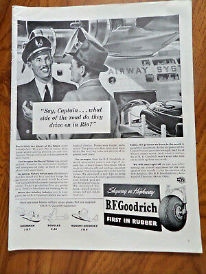 1942 B F Goodrich Tire Ad     Air Line Pilot  Captain