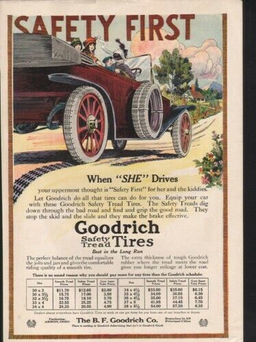 1914 GOODRICH TIRE CAR CHILDREN COUNTRY FARM AUTO TREAD7648