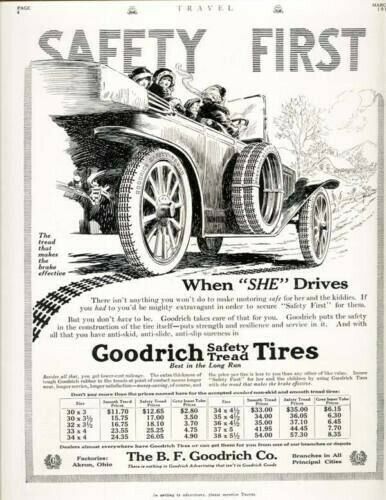 1914 B.F GOODRICH AUTOMOBILE CAR TIRE TREAD WHEEL SAFE 6732