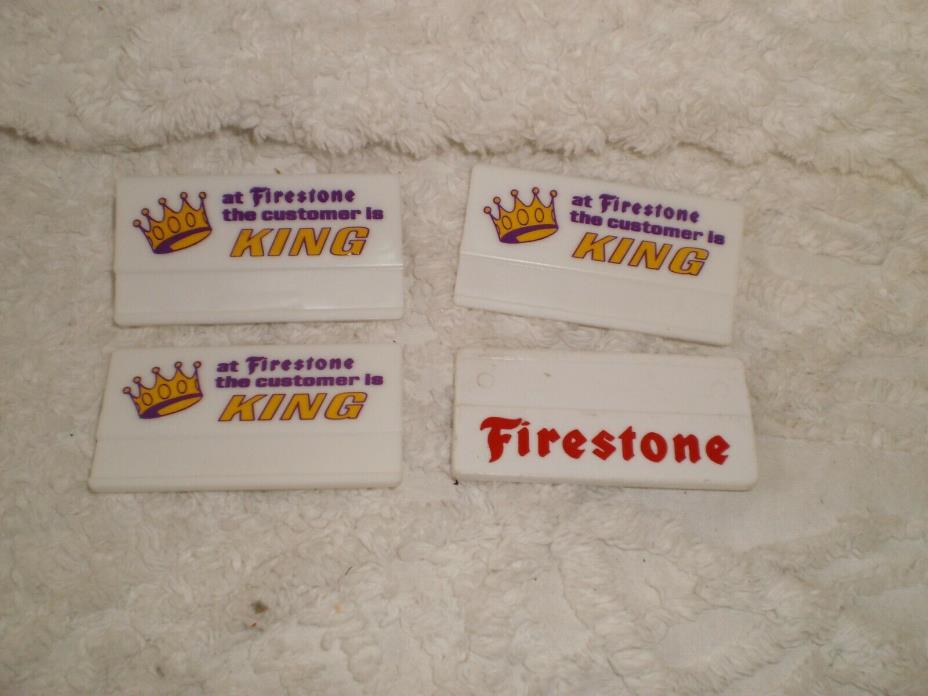 4 Vintage Firestone Tire Name Tags