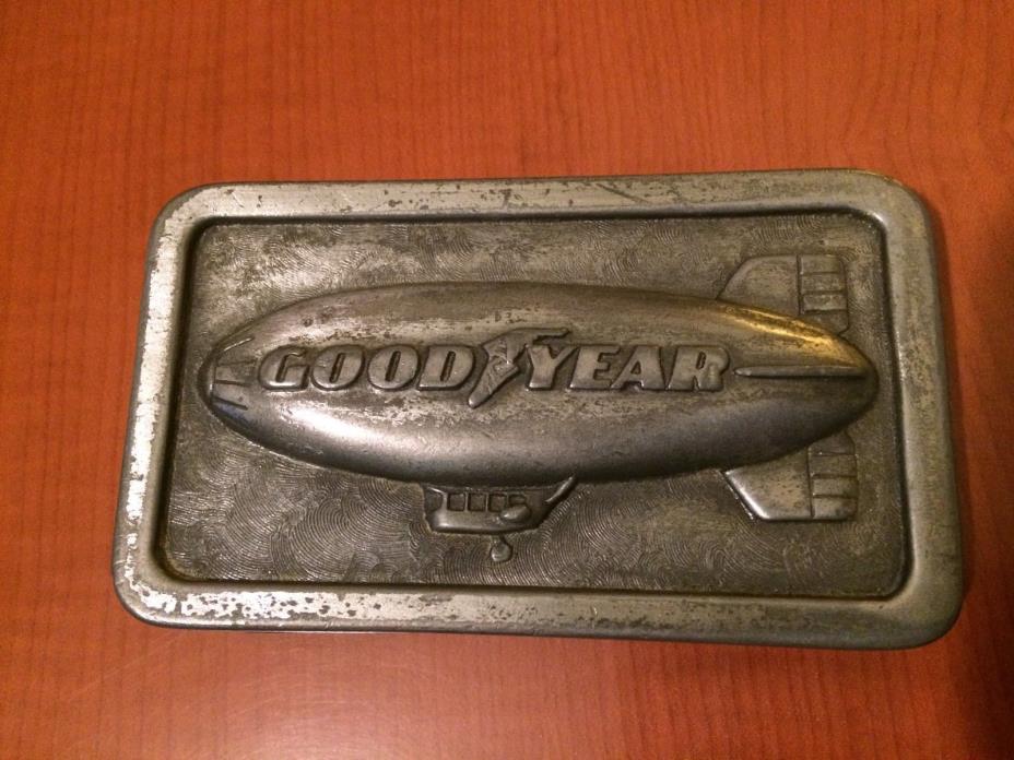 Vintage 1974 Pewter Belt Buckle Goodyear Tire and Rubber Company Blimp