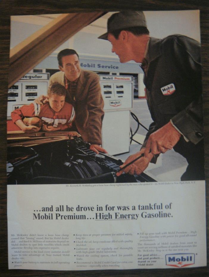 ORIGINAL 1965 Mobil Gasoline Service Station Ad Mr. McKinley Satisfied Motorist
