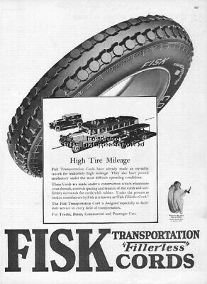 1926 Fisk Tire Chicopee Falls MA Transportation Vintage Tires Truck Bus Cars Ad