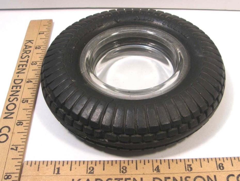 VINTAGE ADVERTISING AUTOMOBILE TIRE ASHTRAY SEIBERLING ALL-TREAD TIRES