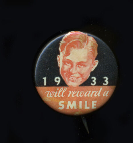 1933 Dulap Tire & Rubber Company Pinback Will Reward a Smile, 1