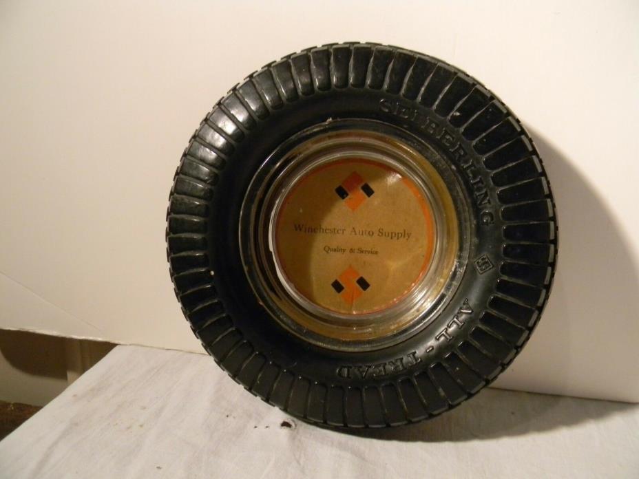 1930'S WINCHESTER AUTO SUPPLY ADVERTISING SEIBERLING TIRE ASHTRAY