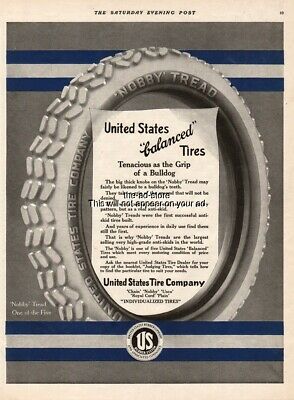 1916 United States/US Rubber Co Vintage Car/Automobile Nobby Tires Print Ad
