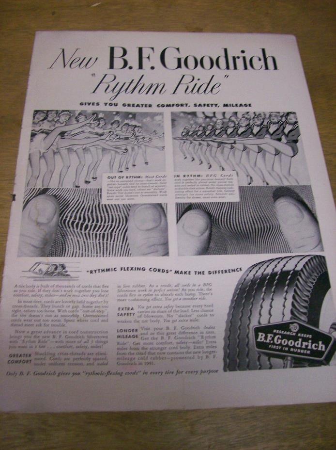 Original 1949 B.F. Goodrich Rythm Ride Tires Magazine Ad