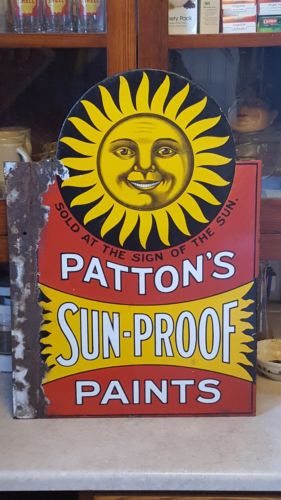 Original Pattons Sun-Proof Paints Porcelain Sign RARE 1920s Milwaukee Oil Beer