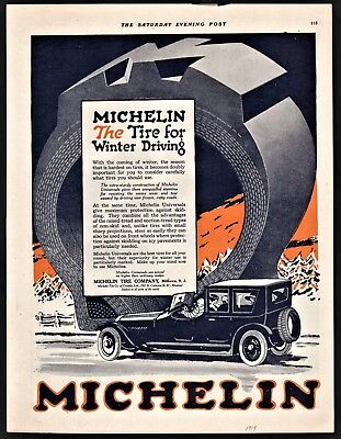 1919 MICHELIN Man Bibendum Driving Car Tires AD Vintage Antique Tire Advertising