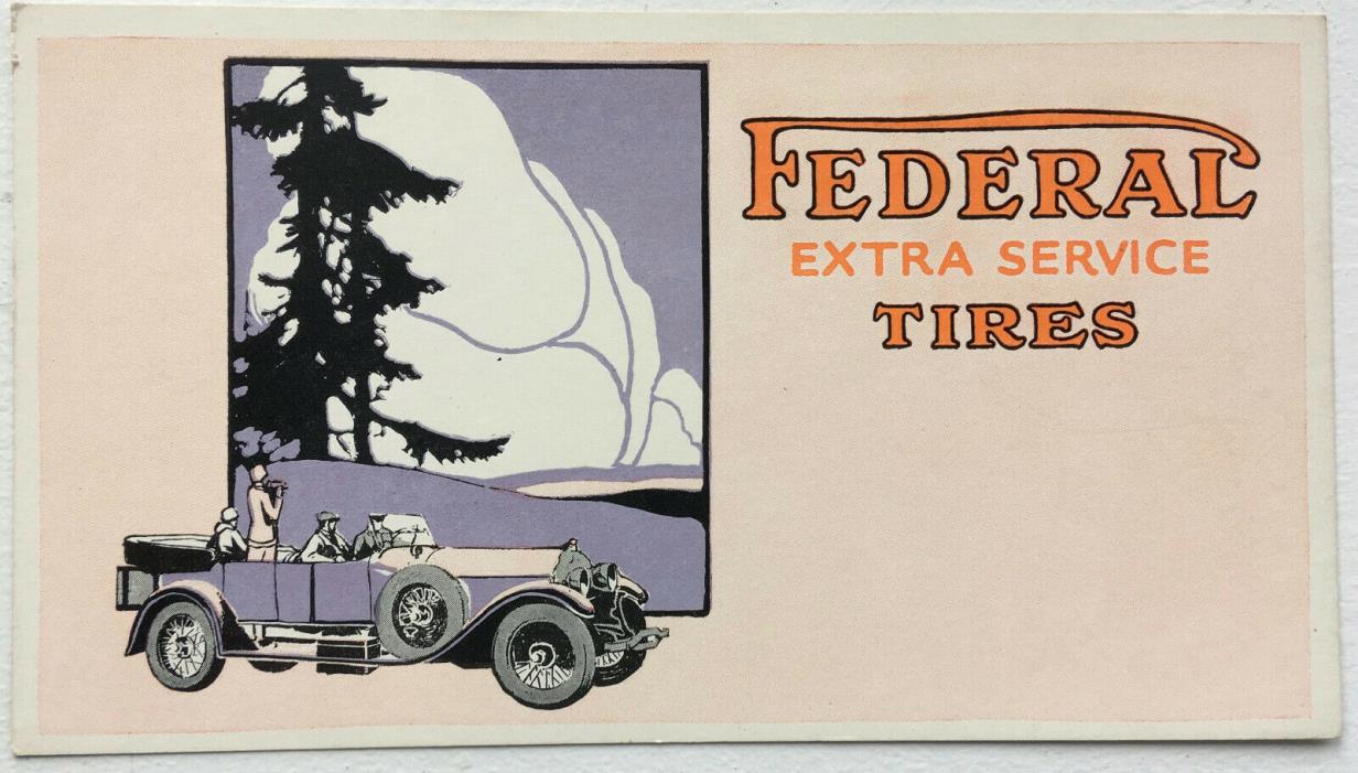 Advertising Postcard; Federal Extra Service Tires; Roadster; 6.25
