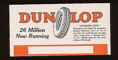 27 - Vintage Dunlop Tires Advertising Card, Measures 6