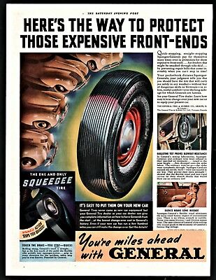 1939 GENERAL TIRE Squeegee Vintage AD Protect expensive front ends