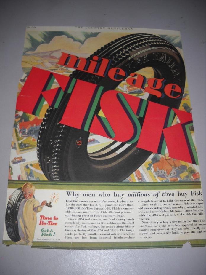 Vintage 1929 Fisk Tires (Boy with Candle) Advertisement