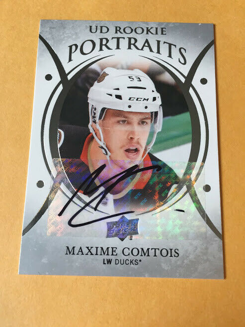 Maxime Comtois Signed Anaheim Ducks 18-19 Upper Deck Portraits Card Sticker