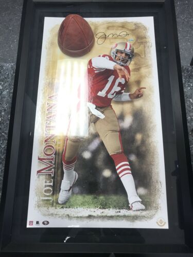 Joe Montana Breaking Through Piece Signed Picture With Coa