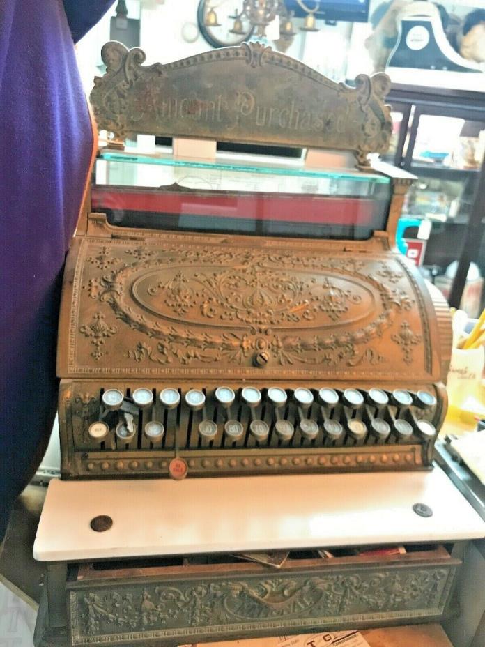 Antique Brass National Cash Register Model 347, For Restoration